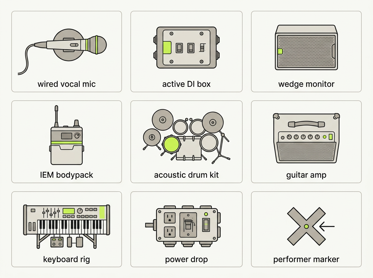 Stage plot legend card grid