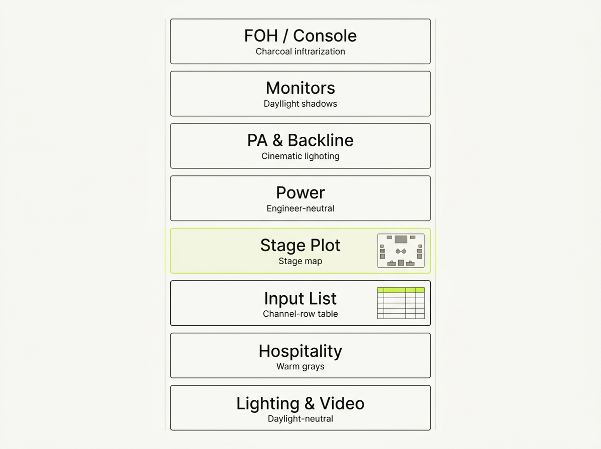 Tech rider sections anatomy — a stacked, labeled breakdown of the full technical package